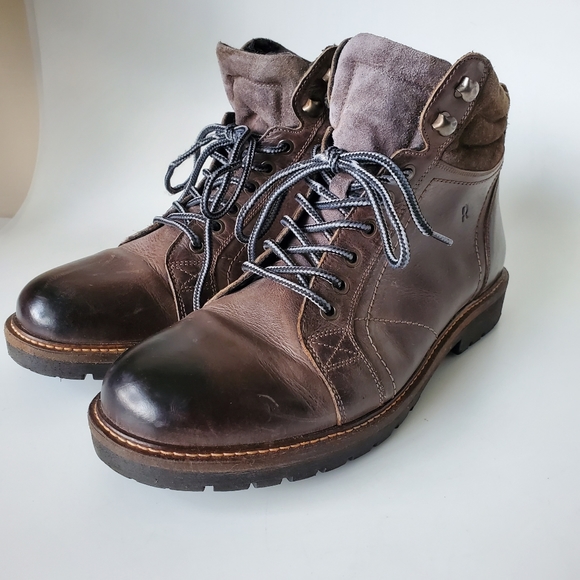 Roan Dino Mens Brown Leather Distressed Lace up Size 11 Boots - Picture 6 of 12